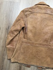30s VINTAGE Brown Leather Belt Back Jacket Distressed Worn In Size XS/S Womens