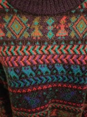 Vintage MEISTER XL Green Blue Red Purple Multicolor Wool Acrylic Sweater Ski