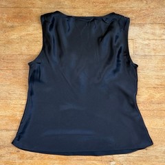 Vintage Black Silk Lace Trim Cami Top Size Medium 90s Lingerie Slip Blouse