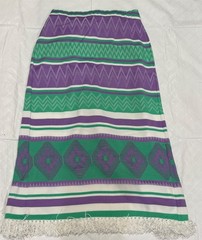 DALTON VINTAGE 60s Lilac Green White PolyKnit Fringes Wrap Skirt-Waist 32″ Sz12