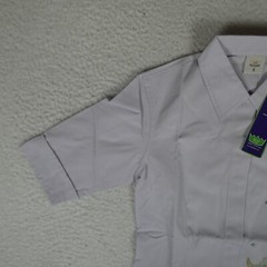 Vintage Todd Oldham Top Women Size S Lavender Short Sleeve Collared Sun Bleached