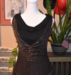 Vintage 1960s Wiggle Dress with 1980s Sheer Bronze Overlay A-Line Dress XS