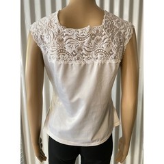 Vanity Fair Vintage White Lace Trim Sleeveless Top Camisole 17-152 Womens Medium