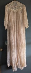1930s Floor Length Nightgown Sheer Lingerie 2-Piece Pale Peach Size Small