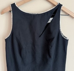 Vintage Dress Textured Black White Sleeveless Sheath 1990s Y2K 4 6 Small