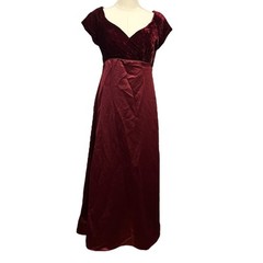 Alfred Angelo Vintage Wine Velvet Satin Prom Gown Dress Small Formal