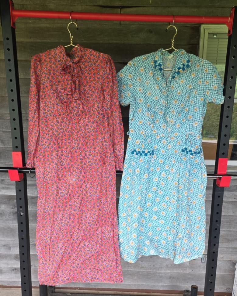 Vintage Dress Lot of 2 Used 1 Hand made Cotton Floral Print 60s 70s