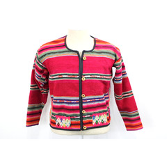Vintage Handwoven South American Jacket Multicolor Boho Hippie Festival O/S