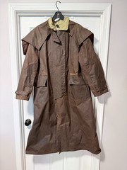 Old Vtg Brown Claybourn Oil Skin Cotton Horse Riding Coat Jacket Sz 76 Australia