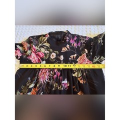 Lavender Brown Floral Sheer Babydoll Dress Women’s Small High Neck Double Lined