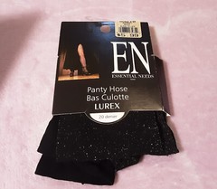 NIP NOS Y2K Vintage 1990s Essential Needs Black-Silver Lurex Pantyhose Canada