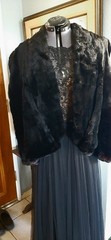 VTG Sheared Black Beaver Fur Cape Capelet Car Coat Topper Opera Formal 40s 50s