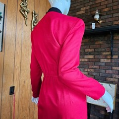 Vtg 80s Power Suit Sexy Secretary Double Breasted Blazer Tuxedo Wiggle Dress L