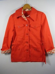 Vintage 70s Jacket Women Orange Cotton Polyester Blend White Stag Mod