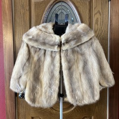 Vintage Mink Fur Cape Coat Jacket Blonde Honey Swing Style No Tag