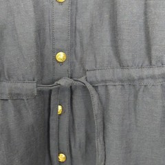 Julie Brown Vintage Size 8 Blue Button Drawstring Waist Linen Blend Shirt Dress