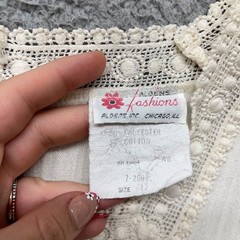 Vintage Dress Womens 12 Cream Eyelet Lace Sheer Gauze Muslin Resort Wear