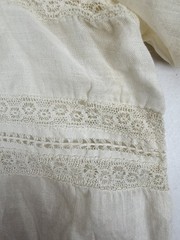 Vintage 1930s Sheer Cotton Blouse Lace Trim Short Sleeve Jabot