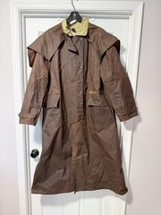 Old Vtg Brown Claybourn Oil Skin Cotton Horse Riding Coat Jacket Sz 76 Australia