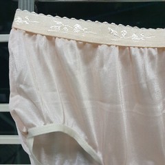 Vintage Silky Nylon Panty Sissy Orange Bikini Sheer Brief Size 7-8 Hip 38-42″