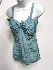 Vintage 40s 50s Catalina One Piece Swimsuit Boning Blue Pin Up Ruched