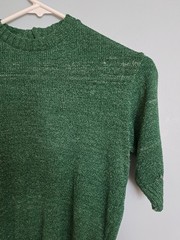Vintage Womans Metalic Green Pullover Sweater * Lurex? Nice * small? See Pics