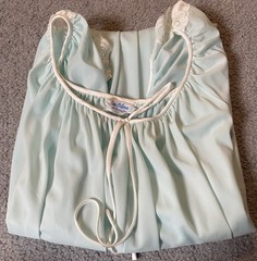 Vtg 90s Eve Stillman Nightgown Dress Sz M Blue Sheer Floral Lace Trim Classic