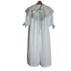 Chevette Nightgown Women’s Vintage Embroidered Lace Cape Collar White Size P