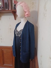 Vintage 1970s/1980s Butte Knit Midnight Blue Sparkly Glam Cardigan/Jacket