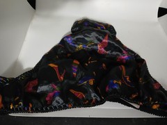 Vintage XL Satin Frilly Flutter panty Black Classic Shoe Sheer Embroidered Sexy