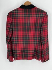 VTG JH Collectibles Womens 10 Skirt Suit Tartan Red Plaid Wool Velvet Collar