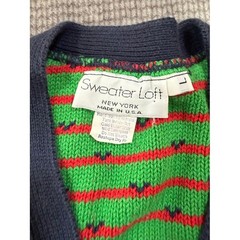 Vintage Sweater Loft Navy Knit Vest Country Kitchen Sugar Apples Lace Trim Large