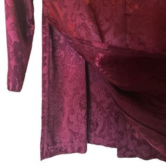 Vintage Romantic Goth Victorian Floral Print Burgundy Side Slit Jacket Size S