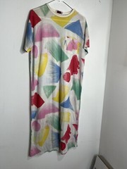 CLOVIS RUFFIN Saks 5th Ave 70s Art Sketch Print Shirt Dress VTG Stranger Things
