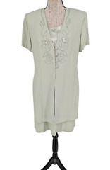 VINTAGE Soft Green Dress SIZE 8 Soutach-Petals-Rayon Blend-EXCELLENT