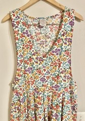Vtg Pam’s Closet 80s Floral Pleated Jumper Dress Pockets CottageCore Sz M USA