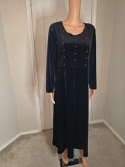 Vintage Cottagecore Farmhouse Cabincore Holiday Velvet Dress Size Approx L -D29