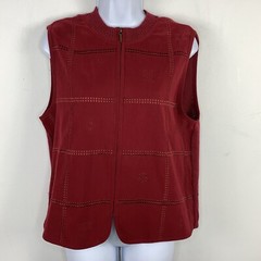 Monterey Petite Koret Sweater Vest sz 14P Red Knit Minimalist VINTAGE ZZ48
