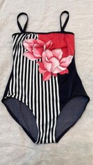 1970’s early 80’s color block w flowers swimsuit