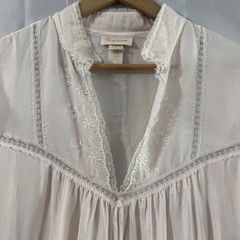 Vtz Barbizon Pink Lace Trim Embroidered Nightgown Long Sleeve Maxi M Modest