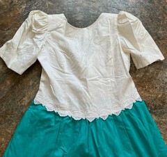 Vintage Lanz Originals Ivory Green Floral Dress Made In USA Women’s Size 12