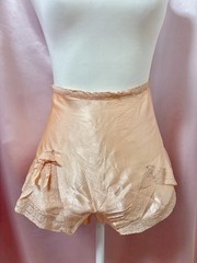 Vintage 1940s 1950s Satin Flare Pants Lace Trim Lingerie Bow USA