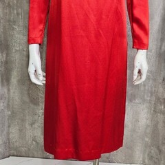 Vintage Bonwit Teller Red Satin Cocktail Dress Sequin Bow Open Back Size 4 USA