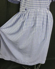 Vintage Kathie Lee Blue & White Gingham Checked Dress w Tie Waist Size 12