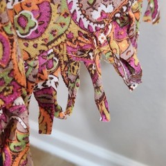 Vintage Wet Seal Y2K 90s Dress M Babydoll Crochet Fringe Colorful Paisley Tunic