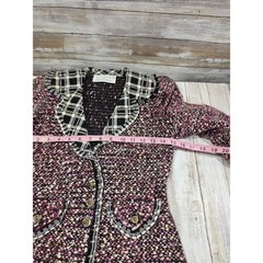 Vintage Adolfo Saks Fifth Avenue 3pc Skirt Suit Set Plaid Tweed Purple Black