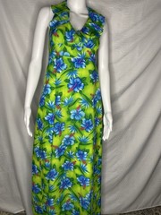 Pomare Hawaiian Maxi Floral Halter Dress Maxi Hibiscus 70’s Resort S/M