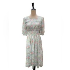 Vintage Toni Todd Floral Midi Dress | Cottagecore Feminine Pastel Puff Sleeve
