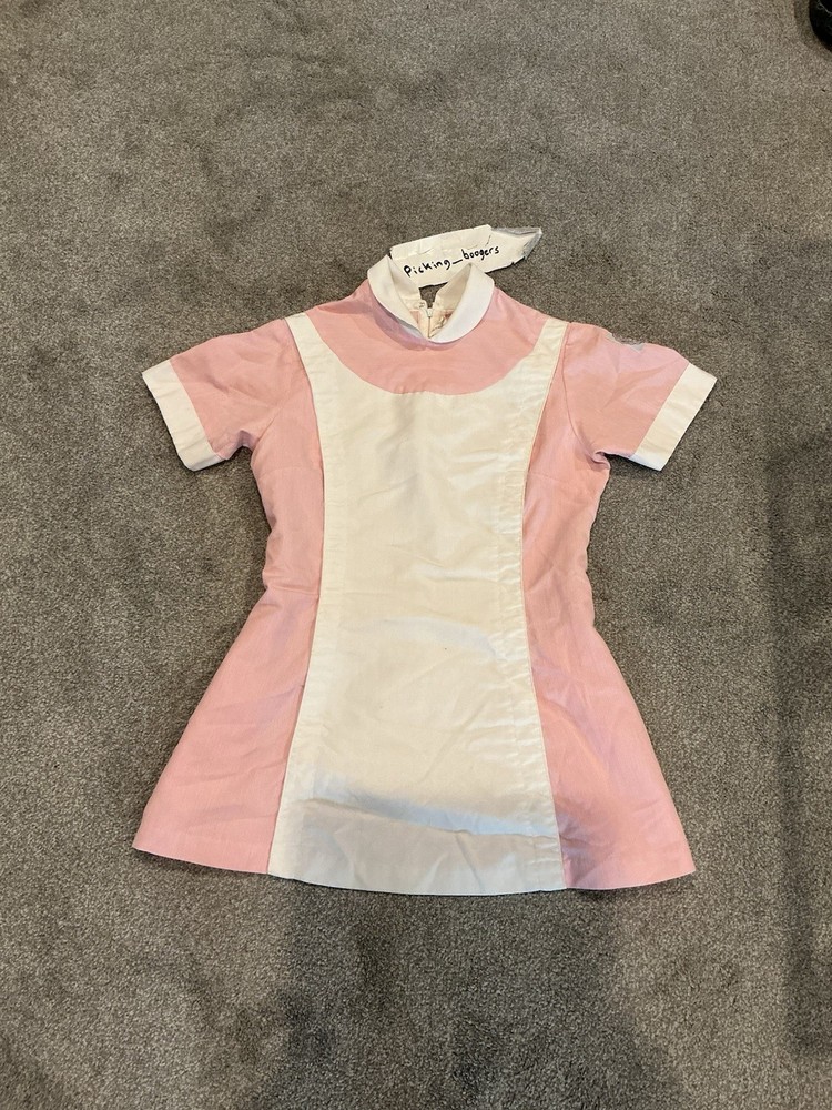 Vintage Snowhite Milwaukee Nurse Top dress Uniform Pink/White