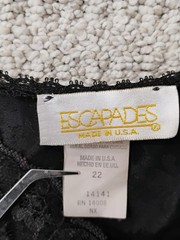 Vtg Escapades Camisole Plus Sz 22 Black Jacquard Satin Lace Trim Sleeveless